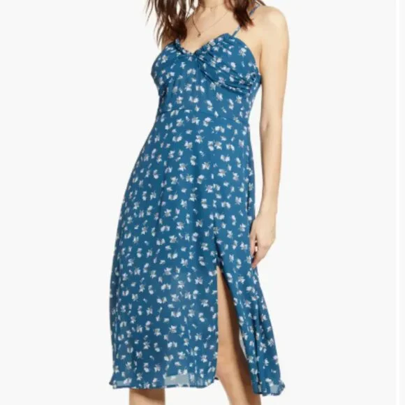 Row A Shirred Bustier Bodice Midi Sundress - Picture 1 of 6